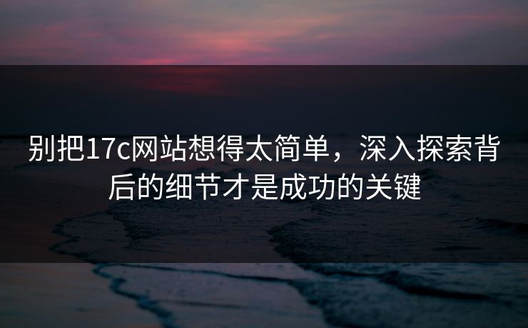 别把17c网站想得太简单，深入探索背后的细节才是成功的关键